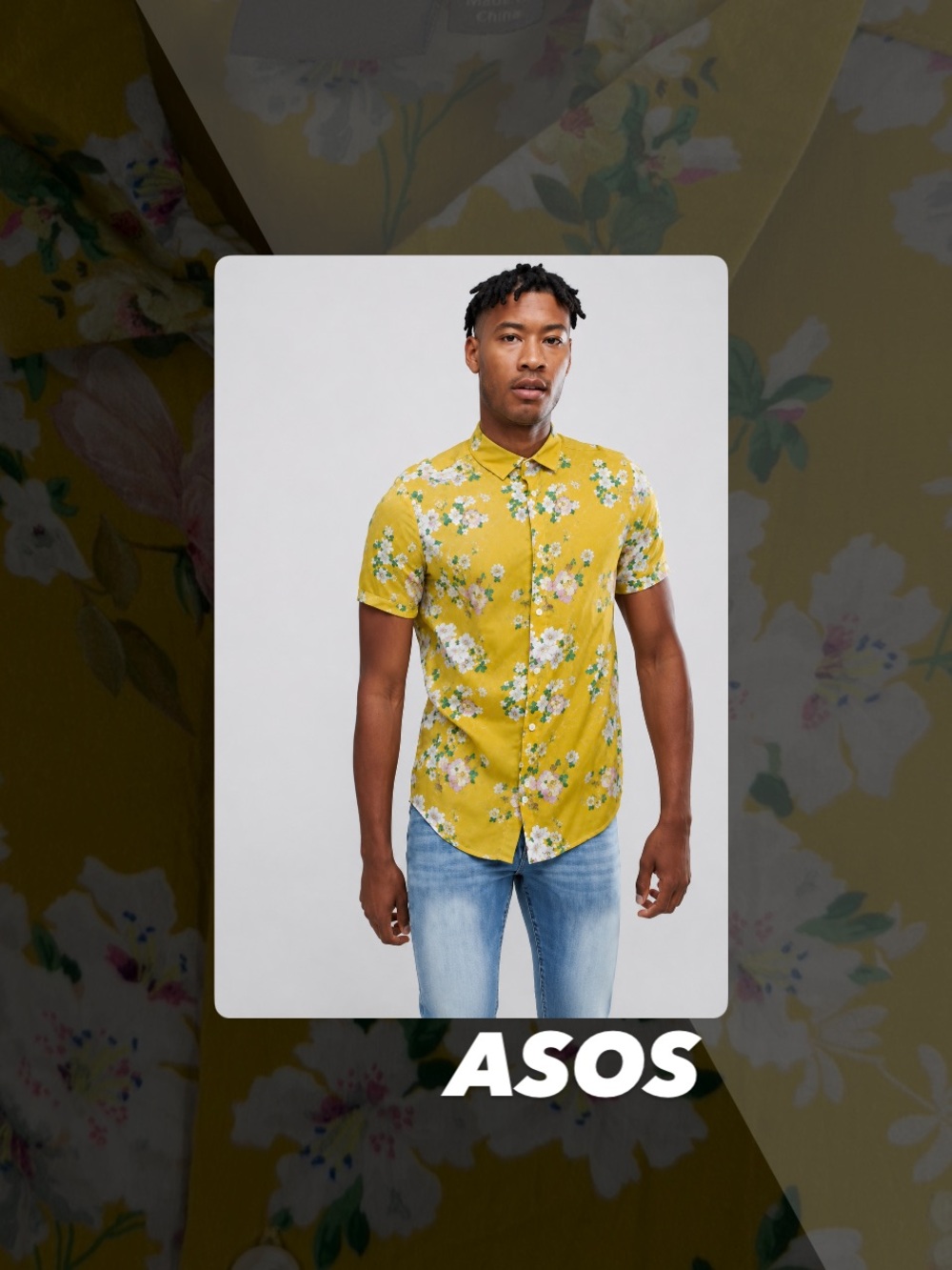 GUC Asos Yellow Floral Short Sleeve Shirt